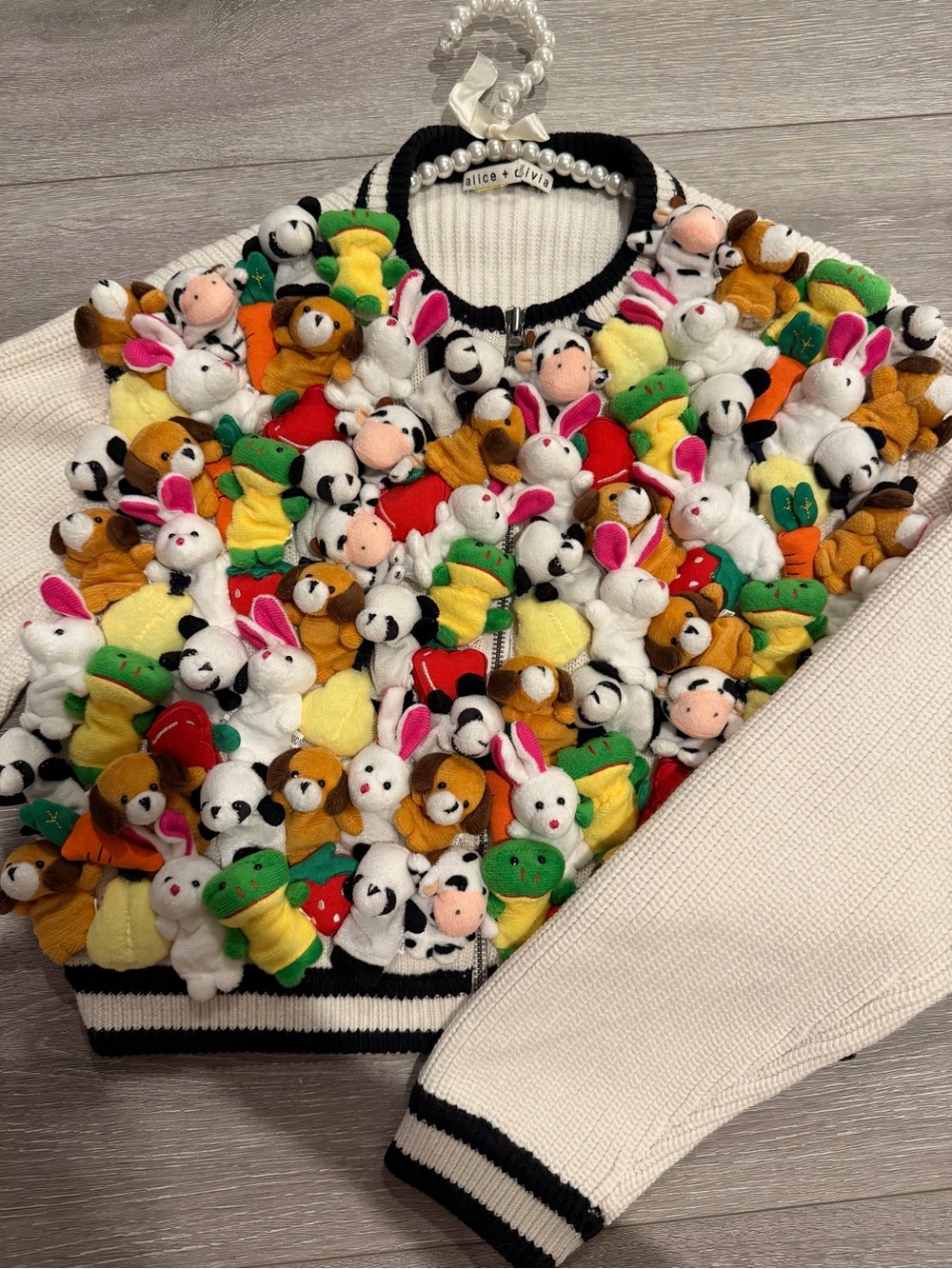 Alice + Olivia NWT Plush Animal Embellished Bomber Jacket - Picture 3 of 5
